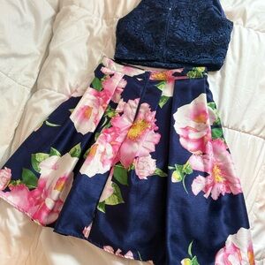 My Michelle Navy and Pink Floral Kids Dress